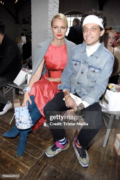 Franziska Knuppe and Carl Jakob Haupt during the Marina Hoermanseder Defile during 'Der Berliner Salon' AW 18/19 at Von Greifswald on January 18,...