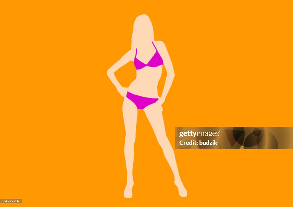 Bikini girl - vector silhouette