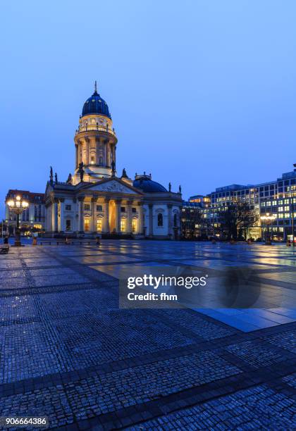 deutscher dom at the gendarmenmarkt after rain (berlin, germany) - deutscher dom stock pictures, royalty-free photos & images