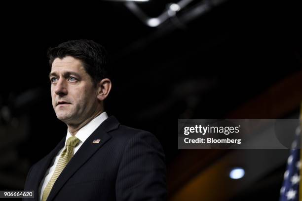 House Speaker Paul Ryan, a Republican from Wisconsin, speaks during a news conference on Capitol Hill in Washington, D.C., U.S., on Thursday, Jan....