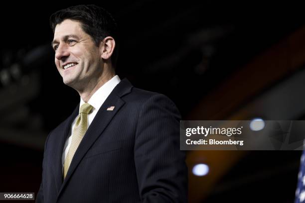 House Speaker Paul Ryan, a Republican from Wisconsin, smiles during a news conference on Capitol Hill in Washington, D.C., U.S., on Thursday, Jan....