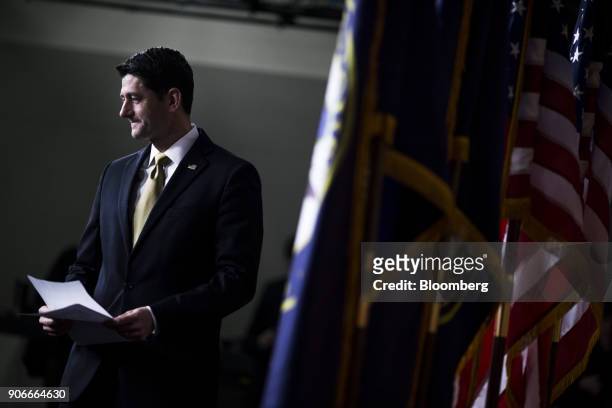 House Speaker Paul Ryan, a Republican from Wisconsin, arrives to speak during a news conference on Capitol Hill in Washington, D.C., U.S., on...
