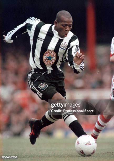 Faustino Asprilla of Newcastle United in action during the FA Carling Premiership match between Arsenal and Newcastle United at Highbury on March 23,...