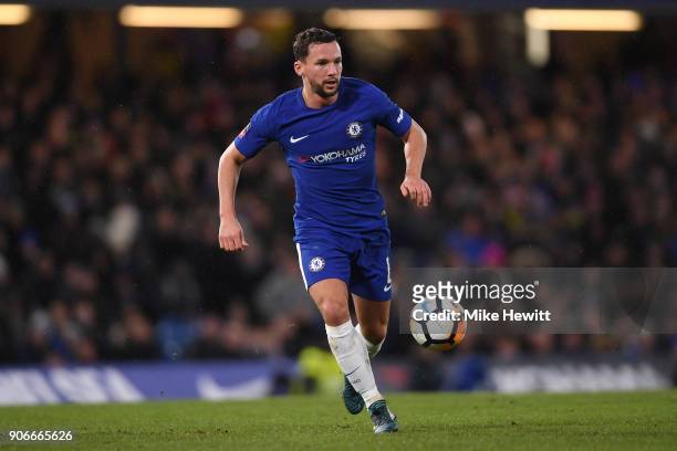 Danny Drinkwater of Chelsea in action during The Emirates FA Cup Third Round Replay between Chelsea and Norwich City at Stamford Bridge on January...
