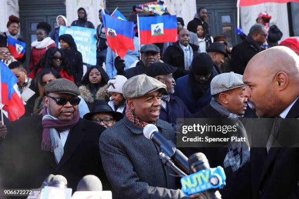 Newark Mayor Ras Baraka attends a unity rally on the steps of City Hall in downtown Newark in support of immigrants on January 18, 2018 in Newark,...