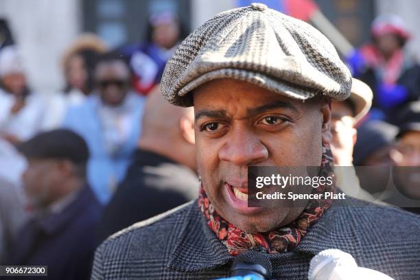 Newark Mayor Ras Baraka attends a unity rally on the steps of City Hall in downtown Newark in support of immigrants on January 18, 2018 in Newark,...