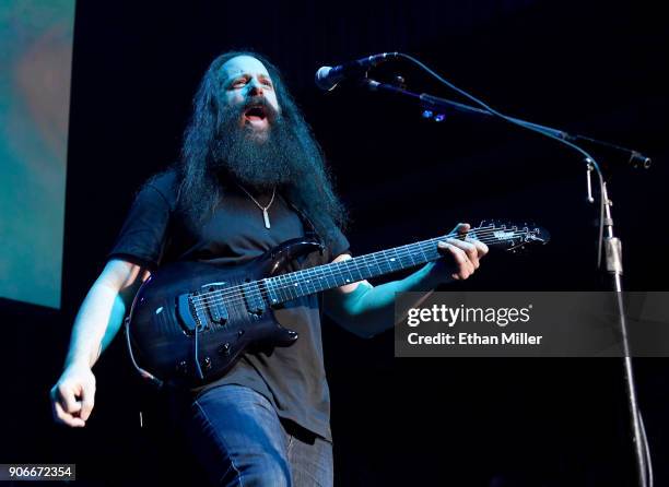 Guitarist John Petrucci performs as part of the G3 concert tour at Brooklyn Bowl Las Vegas at The Linq Promenade on January 17, 2018 in Las Vegas,...