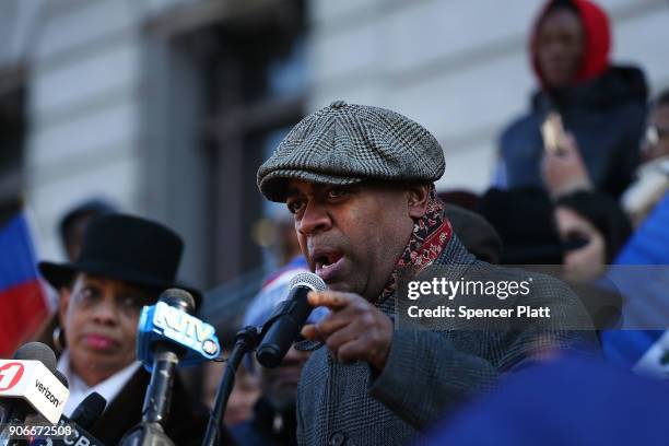 Newark Mayor Ras Baraka attends a unity rally on the steps of City Hall in downtown Newark in support of immigrants on January 18, 2018 in Newark,...