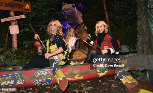 Tallia Storm and Tessie Hartmann attend the Grand Opening of the Cadbury Creme Egg Camp on January 18, 2018 in London, England.