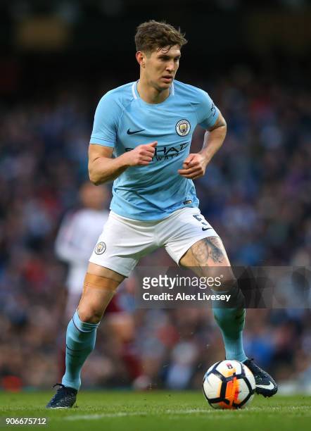 John Stones of Manchester City during The Emirates FA Cup Third Round match between Manchester City and Burnley at Etihad Stadium on January 6, 2018...