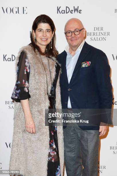 Dorothee Schumacher and Andre Maeder during the celebration of 'Der Berliner Salon' by KaDeWe & Vogue at KaDeWe on January 18, 2018 in Berlin,...