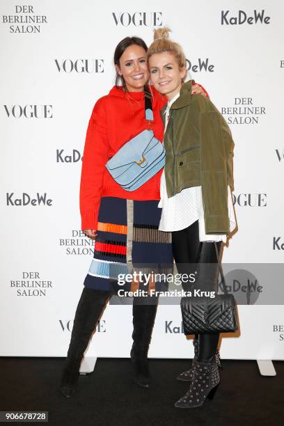 Blogger Laura Noltemeyer and Marina Ilic during the celebration of 'Der Berliner Salon' by KaDeWe & Vogue at KaDeWe on January 18, 2018 in Berlin,...