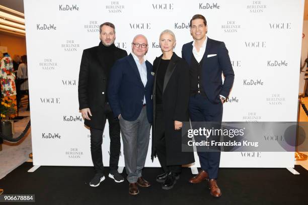 Marcus Kurz , Andre Maeder , Christiane Arp and Nico Heinemann during the celebration of 'Der Berliner Salon' by KaDeWe & Vogue at KaDeWe on January...