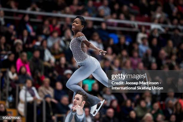 Vanessa James and Morgan Cipres of France compete in the Pairs Free Skating during day two of the European Figure Skating Championships at Megasport...