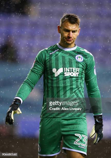 Jamie Jones of Wigan Athletic during The Emirates FA Cup Third Round Replay match between Wigan Athletic and AFC Bournemouth at DW Stadium on January...