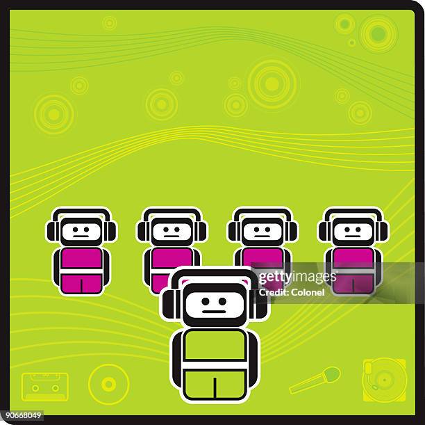 party elements 2 (vector) - man record player stock illustrations