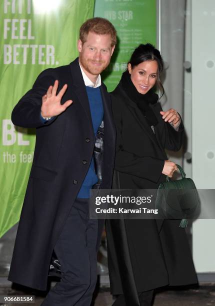 Prince Harry and fiancee Meghan Markle visit Star Hub on January 18, 2018 in Cardiff, Wales.