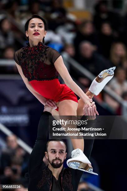 Ksenia Stolbova and Fedor Klimov of Russia compete in the Pairs Free Skating during day two of the European Figure Skating Championships at Megasport...