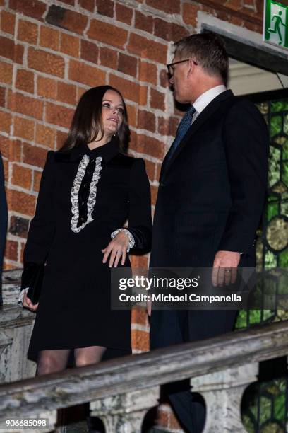 Princess Sofia of Sweden, the Duchess of Varmland, and the Sophiahemmet chairman of the board Lars Kihlstrom Burenstam Linder arrive at the...