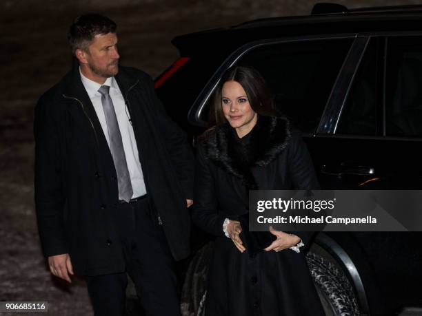 Princess Sofia of Sweden, the Duchess of Varmland, attends the Sophiahemmet college graduation ceremony at Stockholm City Hall on January 18, 2018 in...