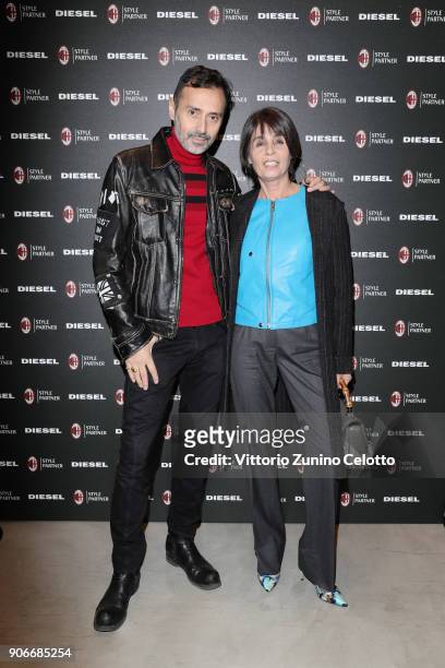 Fabio Novembre and a guest attend DIESEL X A.C. MILAN SPECIAL COLLECTION on January 18, 2018 in Milan, Italy.