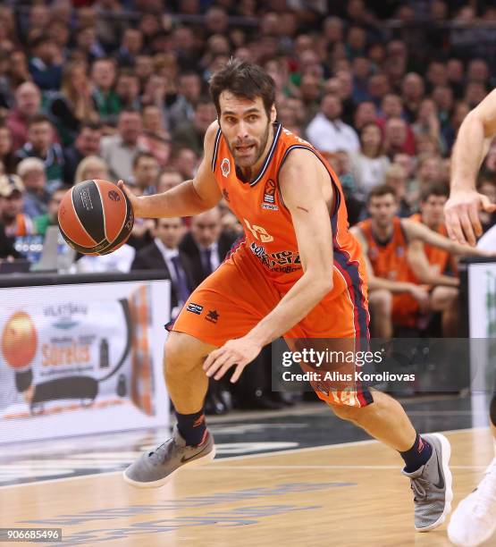 Fernando San Emeterio, #19 of Valencia Basket in action during the 2017/2018 Turkish Airlines EuroLeague Regular Season game between Zalgiris Kaunas...