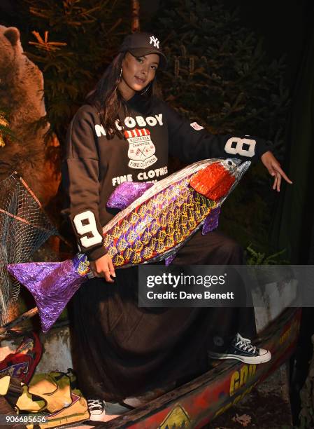 Maya Jama attends the Grand Opening of the Cadbury Creme Egg Camp on January 18, 2018 in London, England.