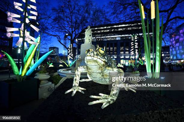 General views of Nightlife by the Lantern Company with Jo Pocock in Leicester Square Gardens on January 18, 2018 in London, England. Iconic landmarks...