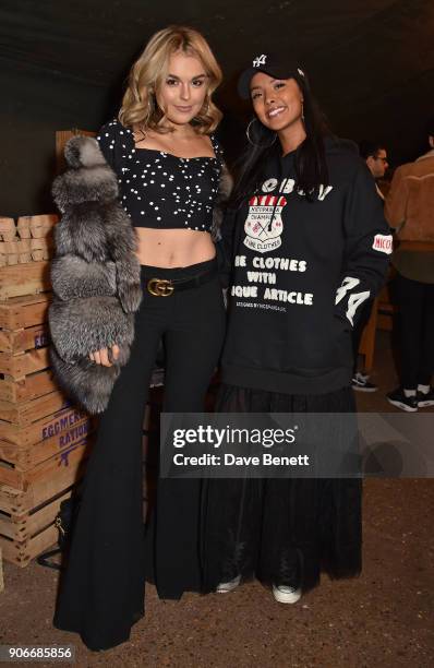 Tallia Storm and Maya Jama attends the Grand Opening of the Cadbury Creme Egg Camp on January 18, 2018 in London, England.