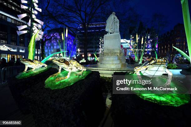 General views of Nightlife by the Lantern Company with Jo Pocock in Leicester Square Gardens on January 18, 2018 in London, England. Iconic landmarks...