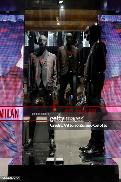 General view of DIESEL X A.C. MILAN SPECIAL COLLECTION on January 18, 2018 in Milan, Italy.