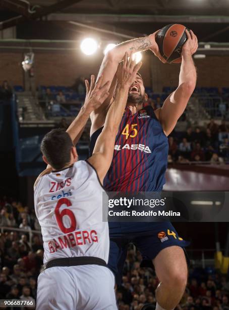 Adrien Moerman, #45 of FC Barcelona Lassa in action during the 2017/2018 Turkish Airlines EuroLeague Regular Season Round 19 game between FC...