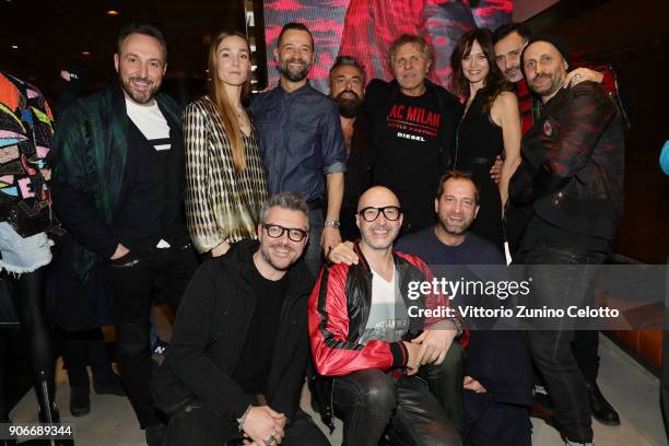 Fabio Volo, Johanna Hauksdottir, Renzo Rosso, Francesca Cavallin, Fabio Novembre, Andrea Rosso, Saturnino, attend DIESEL X A.C. MILAN SPECIAL...