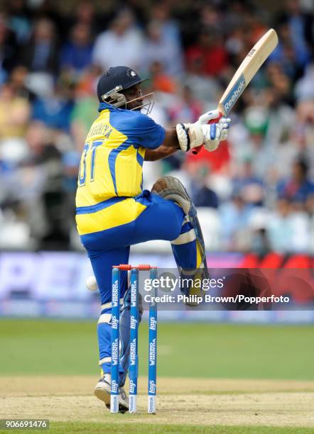 Sanath Jayasuriya batting for Sri Lanka during his innings of 81 runs in the ICC World Twenty20 group match between Sri Lanka and West Indies at...