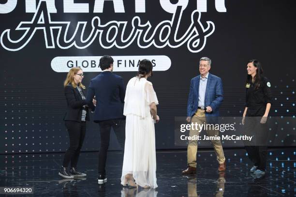 Executive Director Global Vision 20/20, Kevin White and founder of Re:3D, Samantha Snabes attend as WeWork presents Creator Awards Global Finals at...