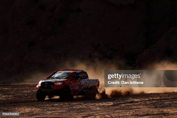 Alejandro Miguel Yacopini of Argentina and Toyota drives with co-driver Marco Scopinaro of Argentina in the Hilux Toyota car in the Classe : T1.1 :...