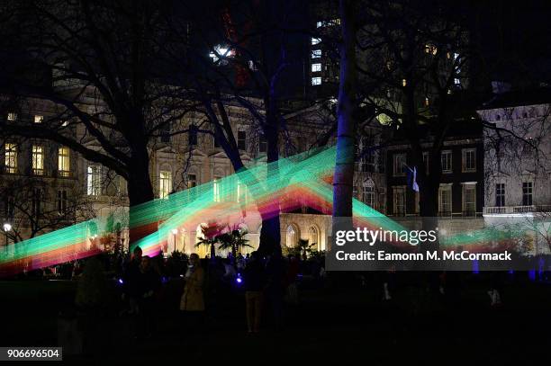 General views of Spectral by Katarzyna Malejka & Joachim Slugocki in St. James's Square on January 18, 2018 in London, England. Iconic landmarks in...