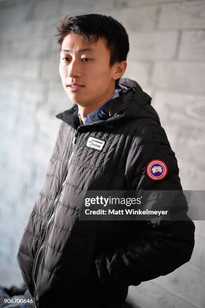 Director Bing Liu visits the Canada Goose Director Suite during the 2018 Sundance Film Festival at Park City Marriott on January 18, 2018 in Park...