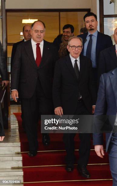 Italian Minister Economy &amp; Finance Pier Carlo Padoan and Eugenio Gaudio rector of La Sapienza during Inauguration of the Academic Year 2017-2018....