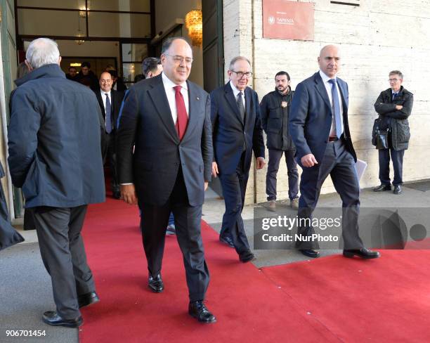 Italian Minister Economy &amp; Finance Pier Carlo Padoan and Eugenio Gaudio rector of La Sapienza during Inauguration of the Academic Year 2017-2018....