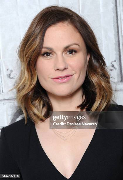 Actress Anna Paquin visits Build Series to discuss 'Bellevue' at Build Studio on January 18, 2018 in New York City.