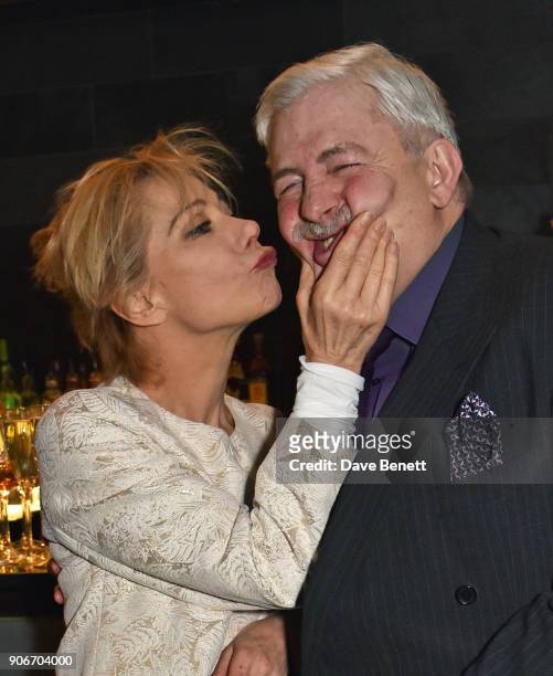 Zoe Wanamaker and Peter Wight attend the press night after party for "The Birthday Party" at Mint Leaf on January 18, 2018 in London, England.