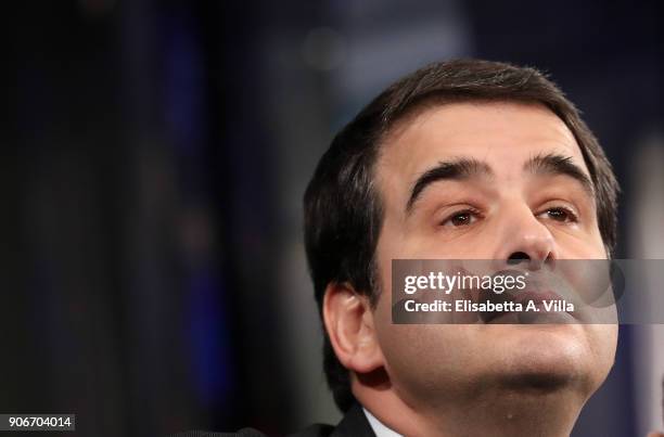 Raffaele Fitto attends 'Porta a Porta' tv show on January 18, 2018 in Rome, Italy.