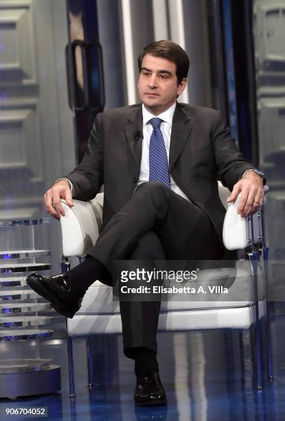 Raffaele Fitto attends 'Porta a Porta' tv show on January 18, 2018 in Rome, Italy.