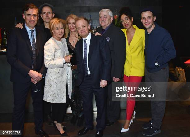 Stephen Mangan, Ian Rickson, Zoe Wanamaker, Sonia Friedman, Toby Jones, Peter Wight, Pearl Mackie and Tom Vaughan-Lawlor attend the press night after...