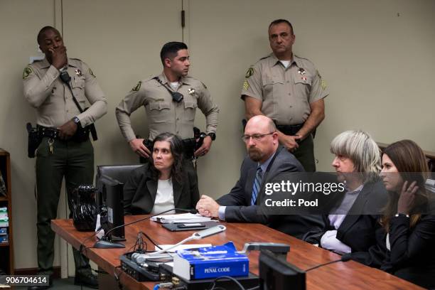 Louise Anna Turpin David Allen Turpin , accused of holding their 13 children captive, appear in court for arraignment with attorneys Jeff Moore and...