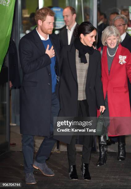 Prince Harry and fiancee Meghan Markle visit Star Hub on January 18, 2018 in Cardiff, Wales.