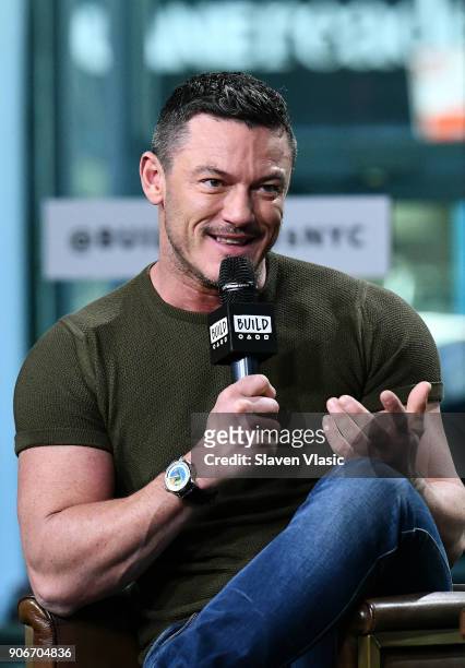 Actor Luke Evans visits Build Series to discuss TNT's TV period drama mystery series "The Alienist" at Build Studio on January 18, 2018 in New York...