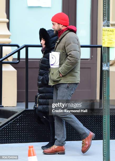 Actor Joshua Jackson is seen walking in Soho on January 18, 2018 in New York City.