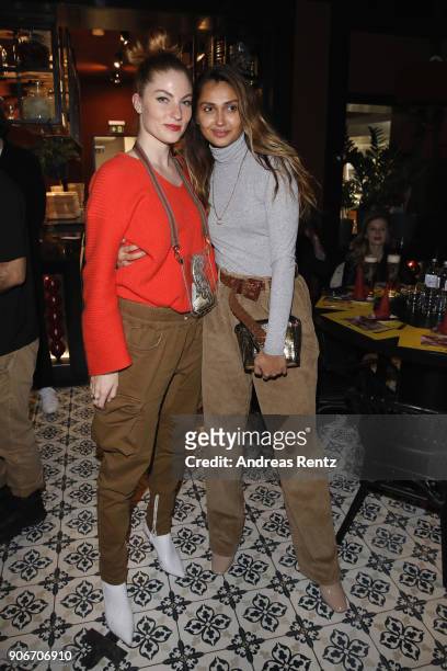 Lisa Banholzer and Wana Limar attend the William Fan Defilee during 'Der Berliner Salon' AW 18/19 on January 18, 2018 in Berlin, Germany.